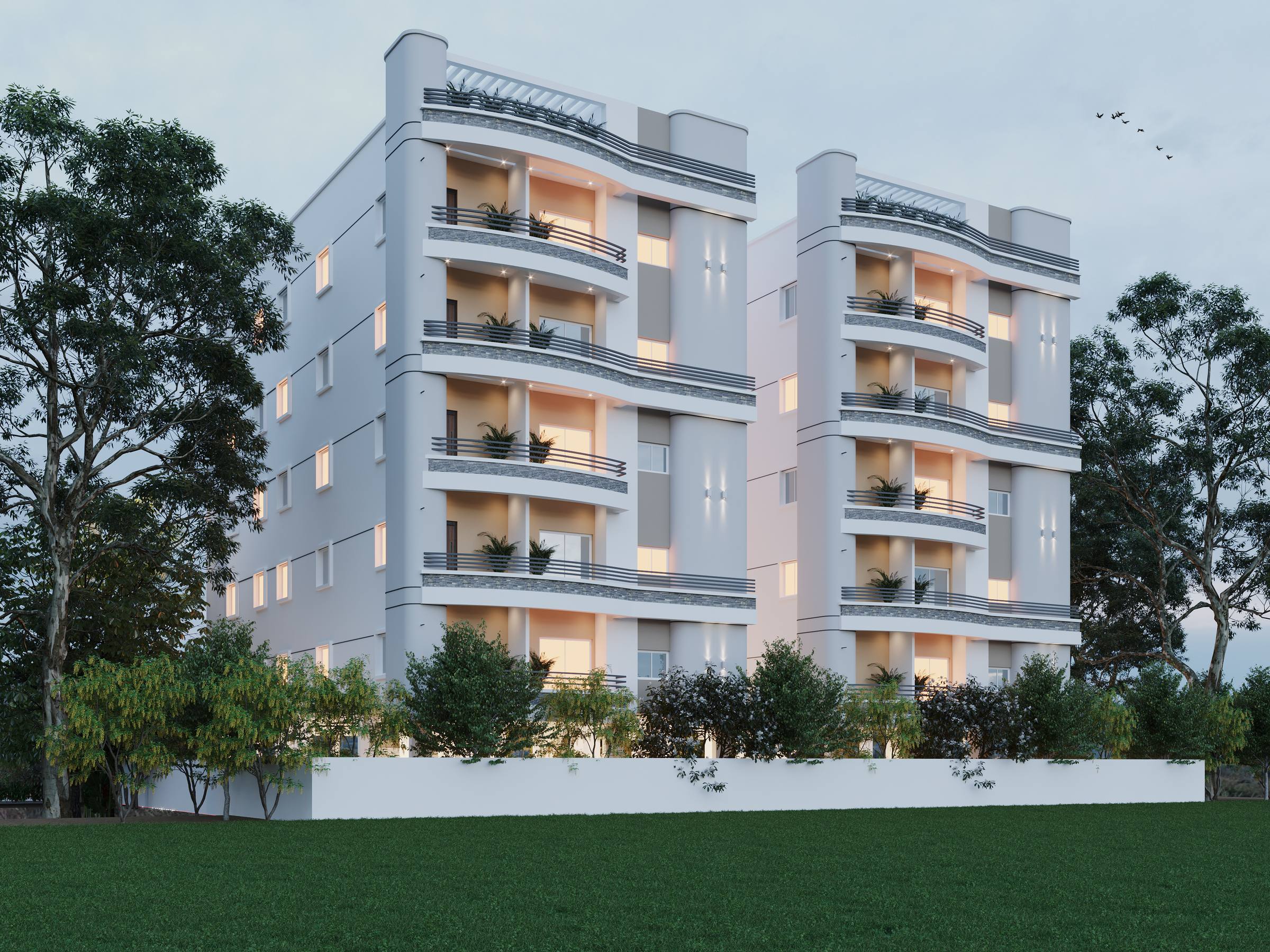 Twin-block elevation design for a 1000 sq.yd plot